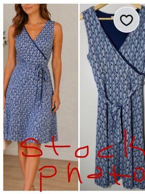 41 Hawthorne Women’s Wrap Dress Blue Geometric Size M Medium